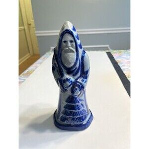 Eldreth Pottery 1989 Santa Father Christmas Salt Glazed Cobalt Blue 9” Signed